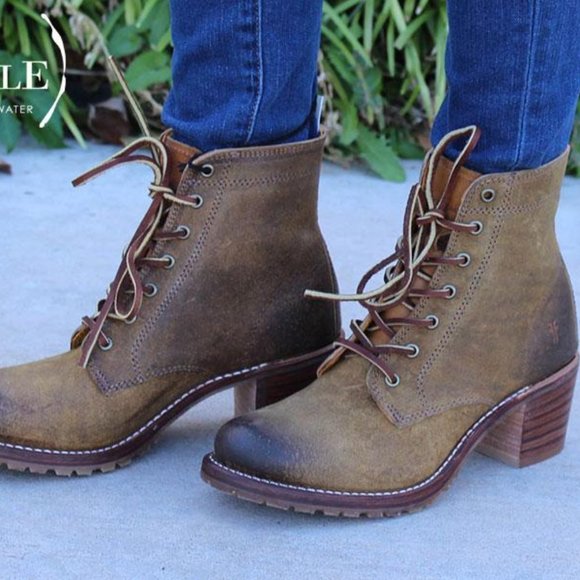 frye sabrina combat heeled boots